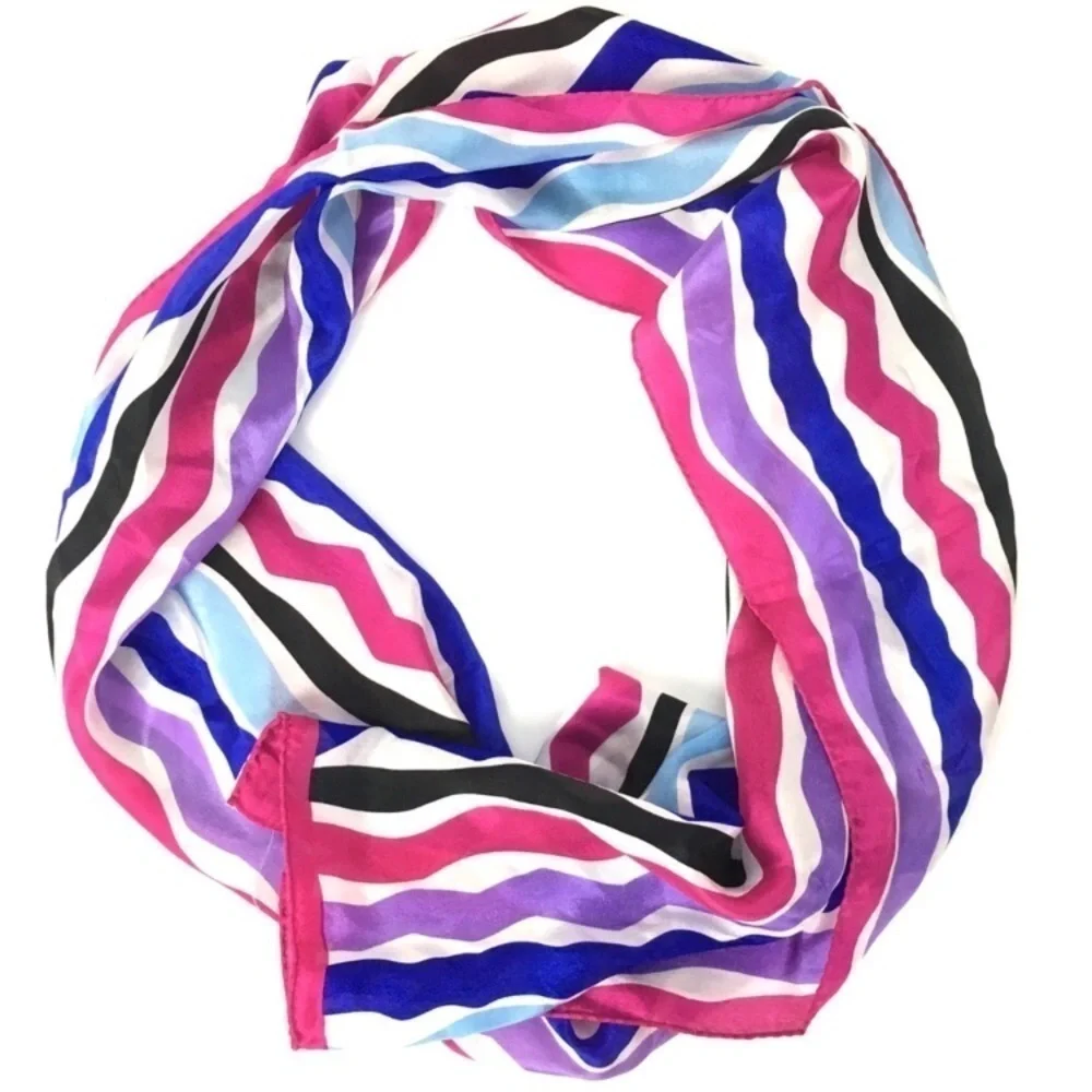 VINTAGE Head Scarves 100% Silk Plaid Retro Stripes Kitsch Rockabilly 50s Style